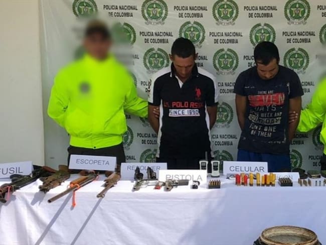 Capturan a dos presuntos integrantes del Clan del Golfo en el sur de Córdoba. Foto: Prensa Policía de Córdoba