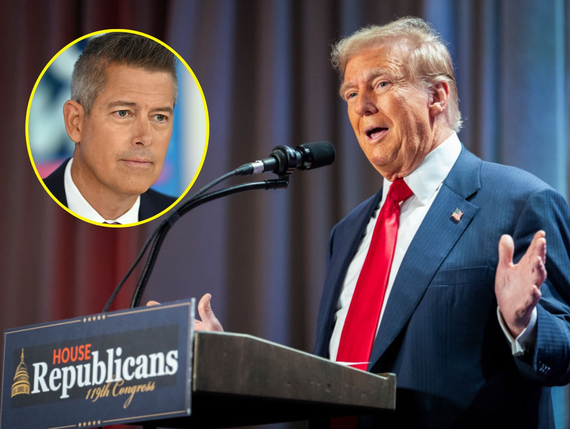 Donald Trump. I Foto: Allison Robbert-Pool/Getty Images. Sean Duffy. I Foto: Steven Ferdman/Getty Images.