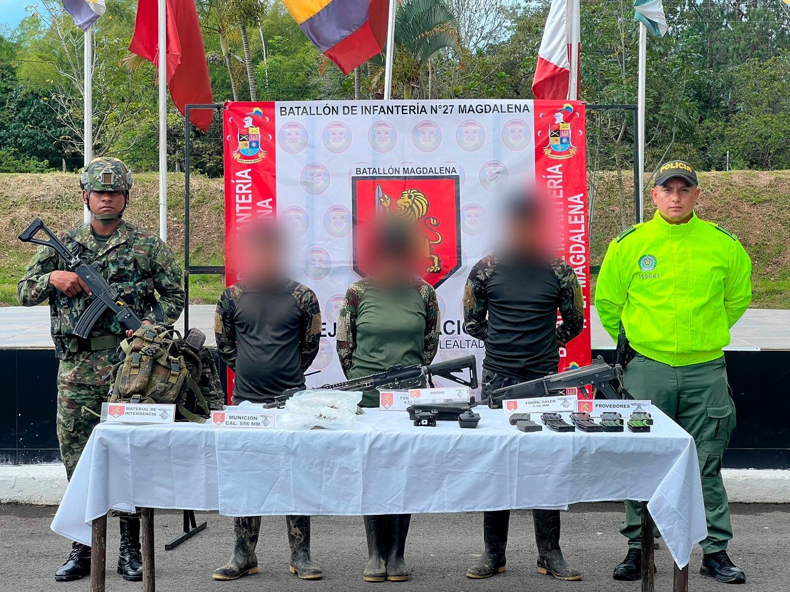 Capturan a cuatro presuntos integrantes de la columna móvil Teófilo Forero en el Huila. Foto: Suministrada.