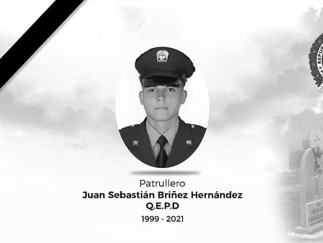 Como Juan Sebastián Briñez, de 22 años, fue identificado el patrullero de la Policía asesinado en la madrugada. Foto: Policía Nacional