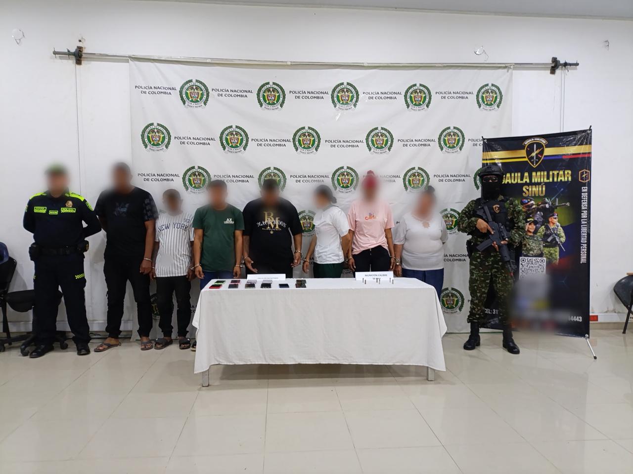 Capturan a 7 presuntos integrantes del Clan del Golfo en Córdoba: estarían vinculados en 10 homicidios. Foto: prensa Policía.