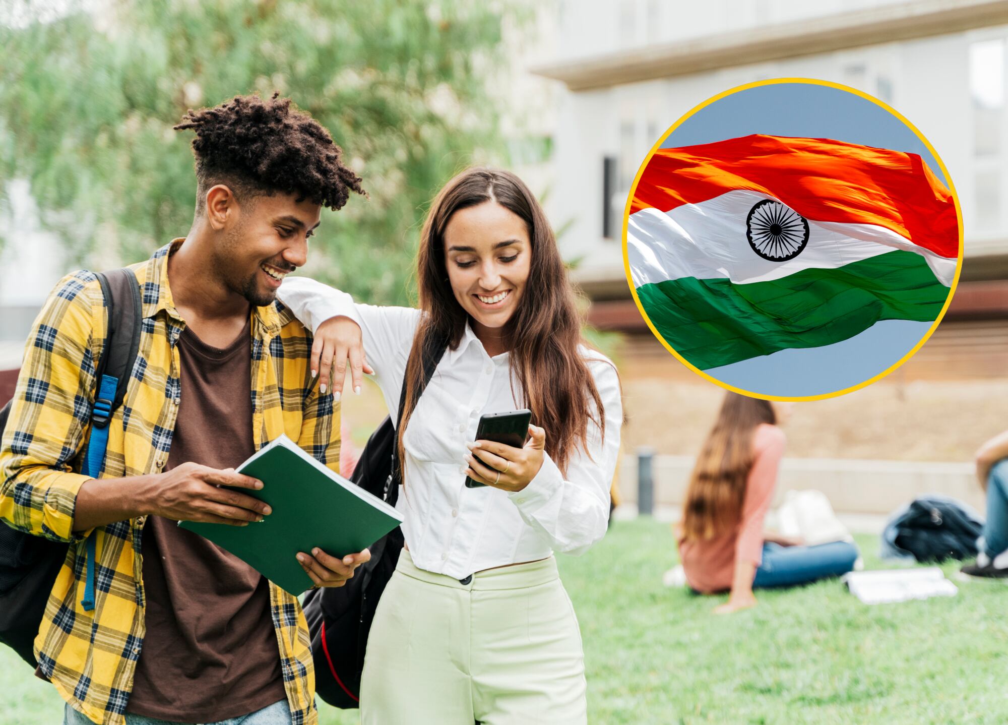 Estudiantes y bandera de India | Fotos: GettyImages