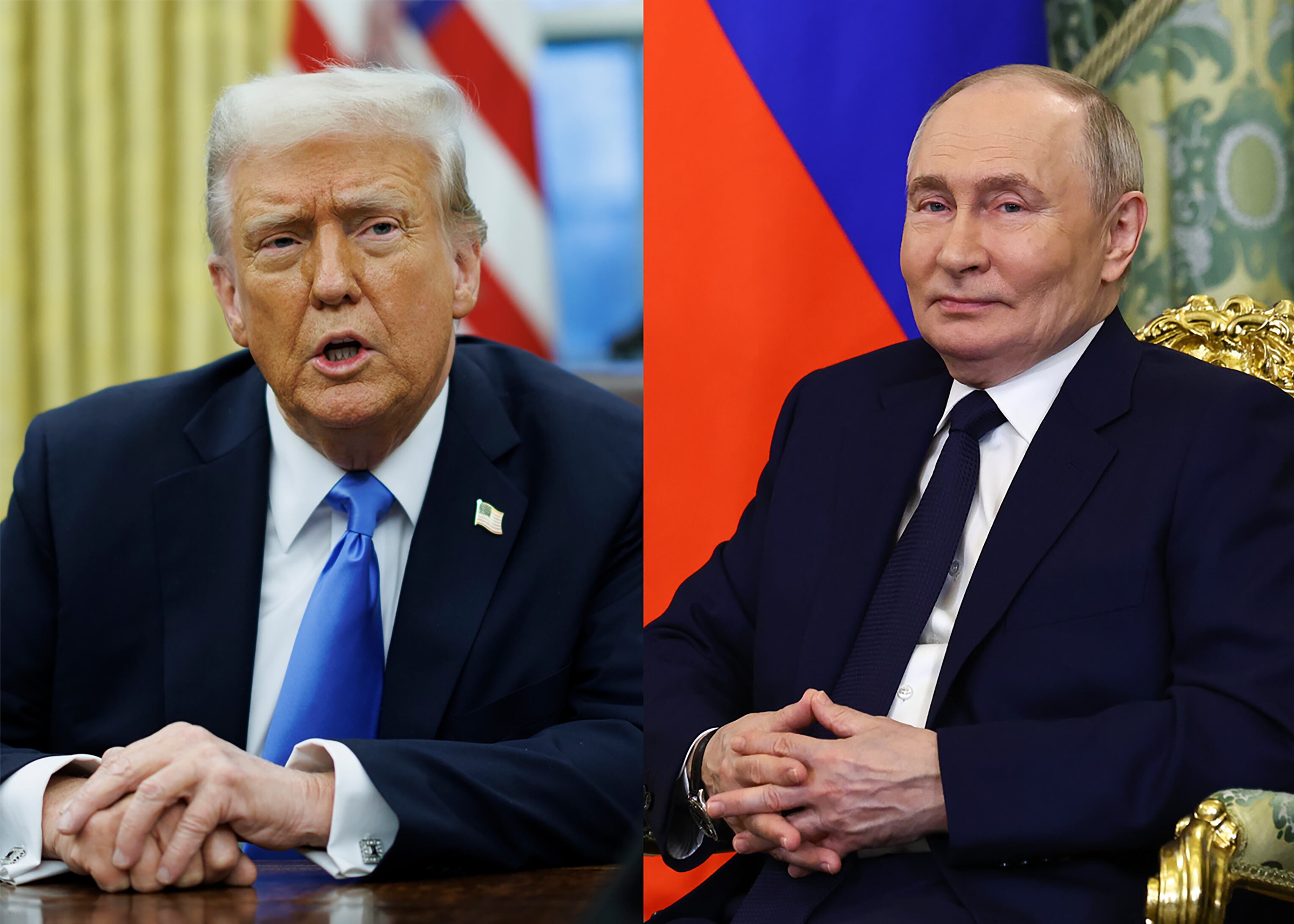 Donald Trump y Vladímir Putin. FOTO: EFE/ EPA/ Aaron Schwartz / Evgenia Novozhenina