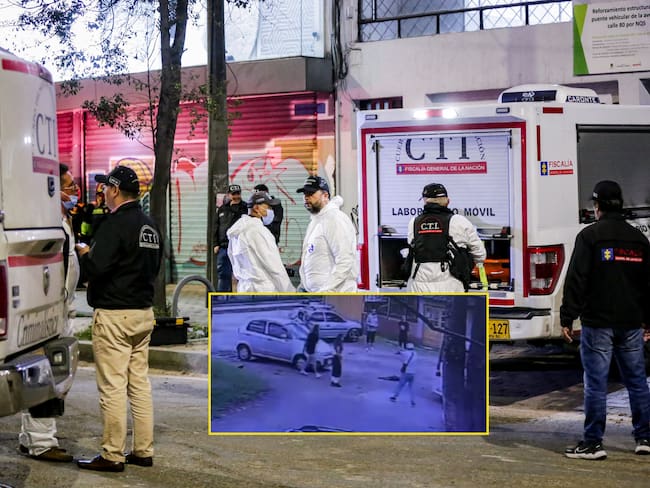 Imagen de referencia del CTI (Colprensa) y el momento del asesinato del joven Juan Felipe Rincón (Captura de pantalla)