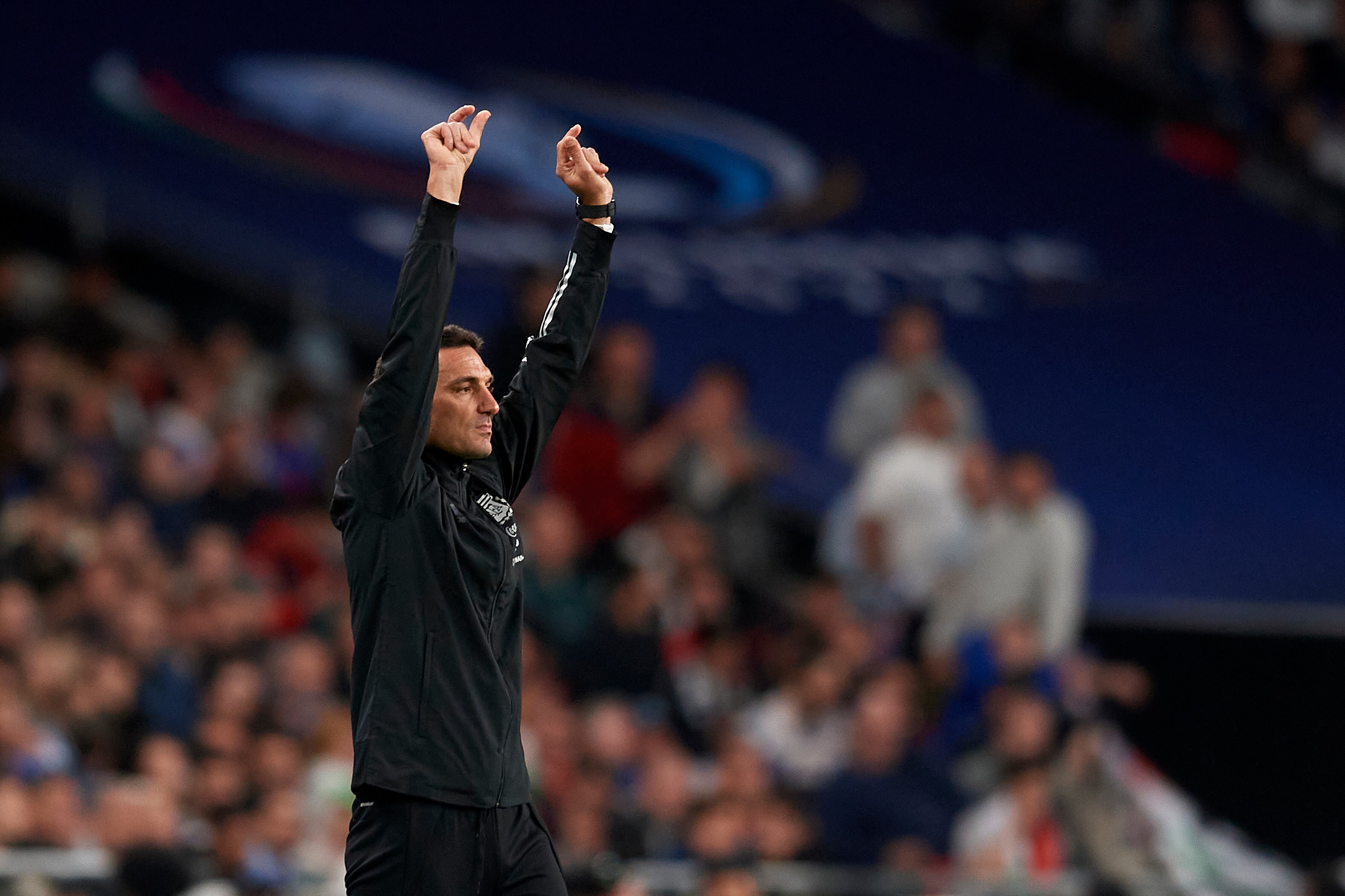 Lionel Scaloni entrenador de Argentina durante el partido Finalissima 2022, entre Argentina e Italia en el estadio de Wembley en Londres.