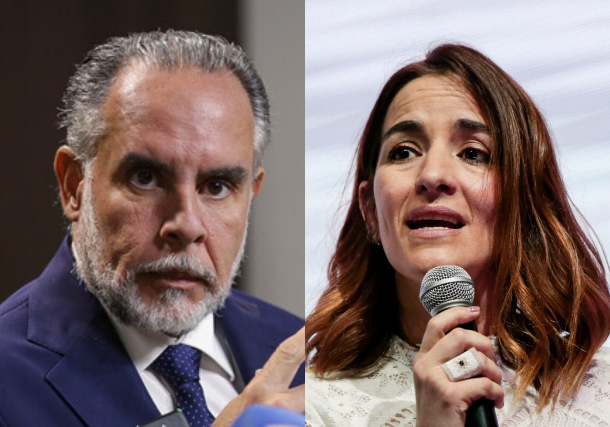 Armando Benedetti y Lina Arbeláez. Foto: (Colprensa - Cristian Bayona) / (Colprensa - Mariano Vimos)