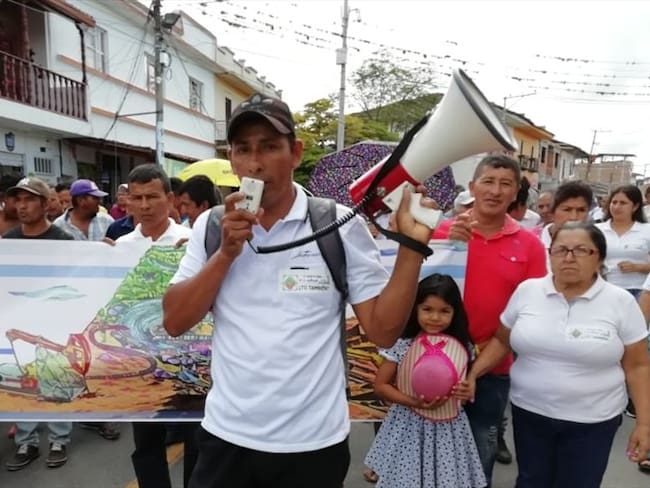 Protestas contra la minería en Cauca. Foto: Cortesía Camilo Fajardo