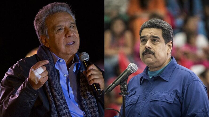 Lenín Moreno, presidente de Ecuador, y Nicolás Maduro, presidente de Venezuela. Foto: Getty Images