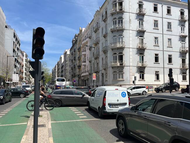 Semáforos apagados en Lisboa, Portugal. FOTO: EFE/Laia Mataix