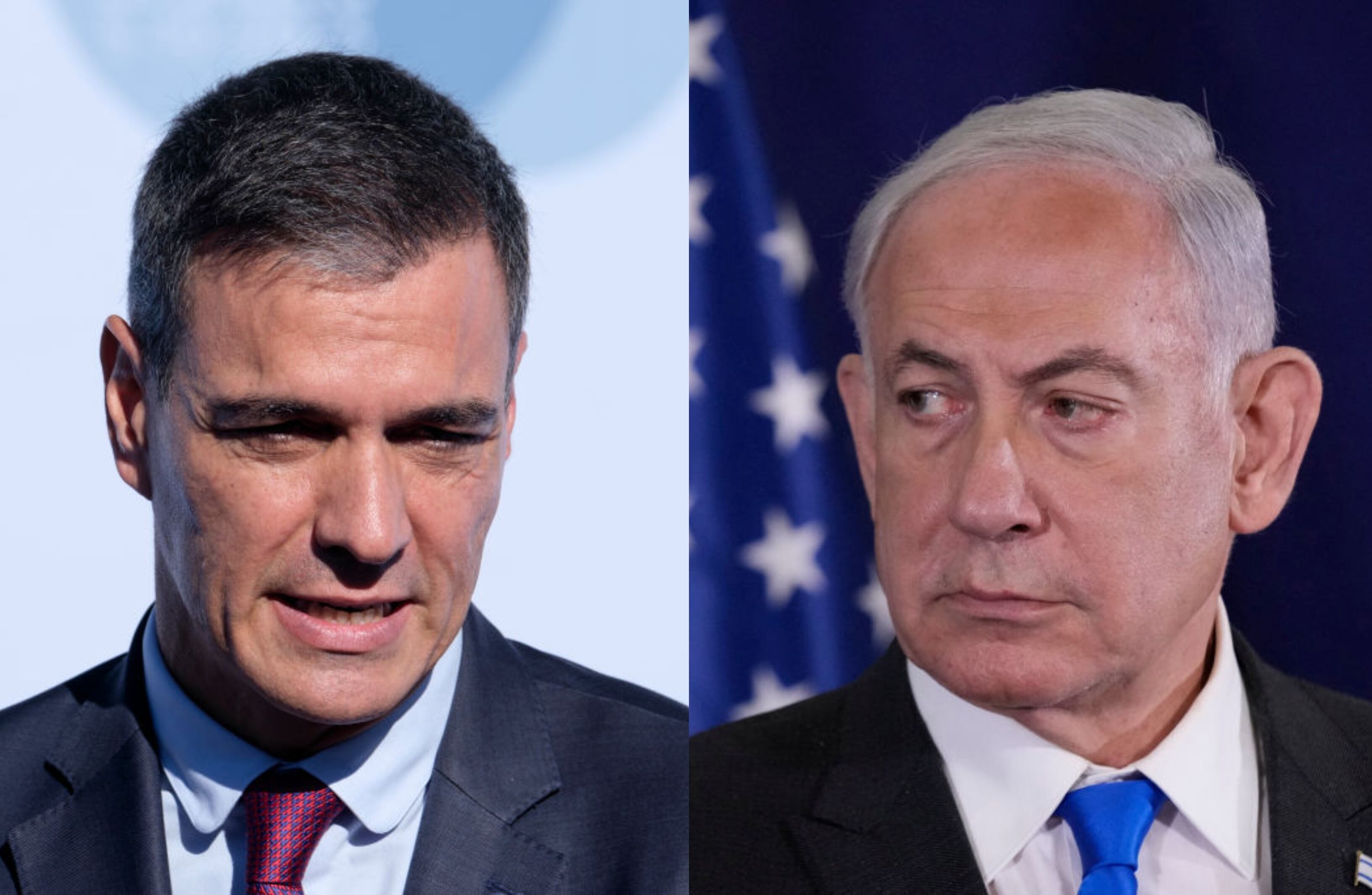 Pedro Sánchez y Netanyahu. Fotos: GettyImages.