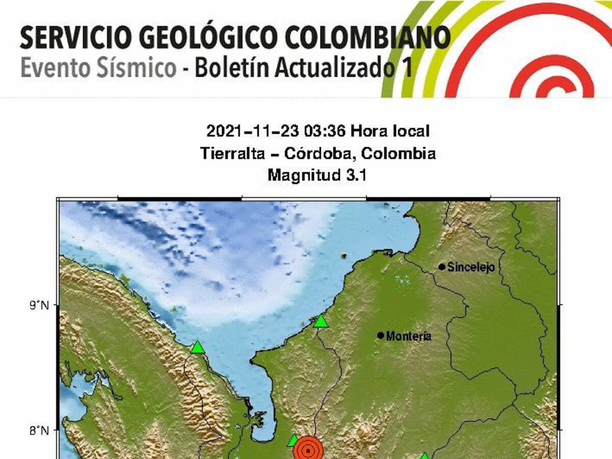 Reportan temblor en el municipio de Tierralta, Córdoba