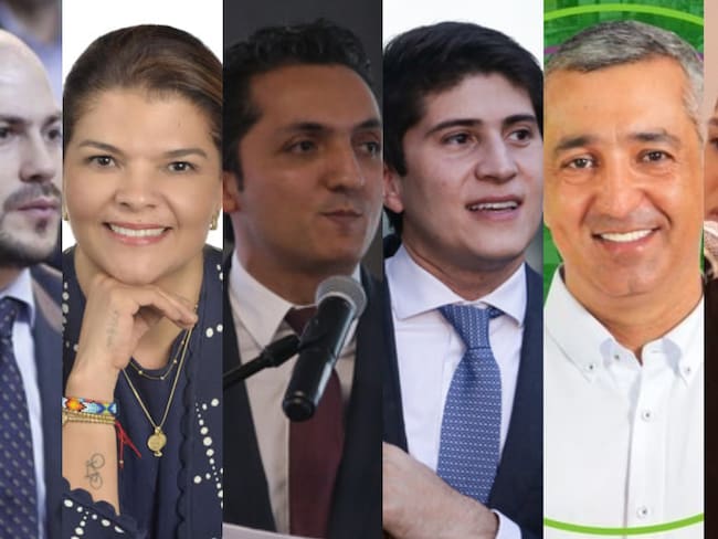 Julián Peinado, Liliana Esther Bitar Castilla, Juan Pablo Gallo Maya, Wadith Alberto Manzur, Juan Diego Muñoz y Astrith Manrique. Foto: Colprensa / Senado / Cámara de Representantes / Red social X