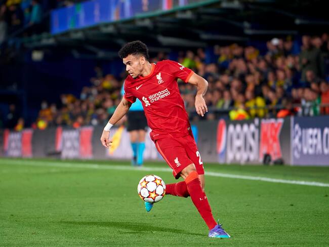 Luis Díaz, jugador del Liverpool, en el juego ante el Villarreal (Photo by Silvestre Szpylma/Quality Sport Images/Getty Images)