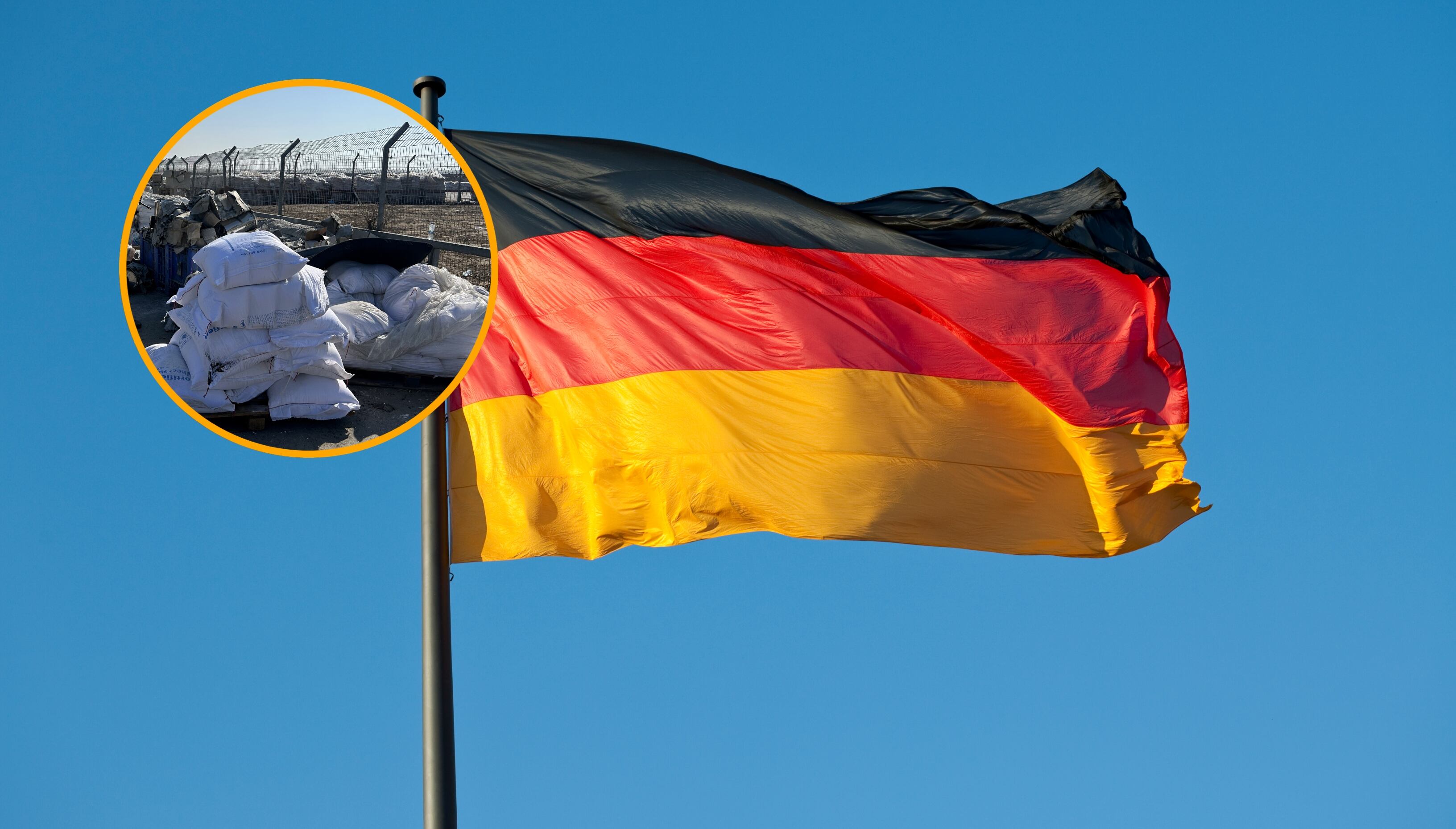 Bandera de Alemania y referencia de ayuda humanitaria. Foto: CARLOS REYES/AFP y Getty Images.