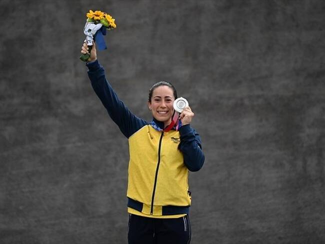 Mariana Pajón obtuvo medalla de plata en el BXM Racing femenino en Tokio 2020. Foto: Colprensa-Cortesía Comité Olímpico