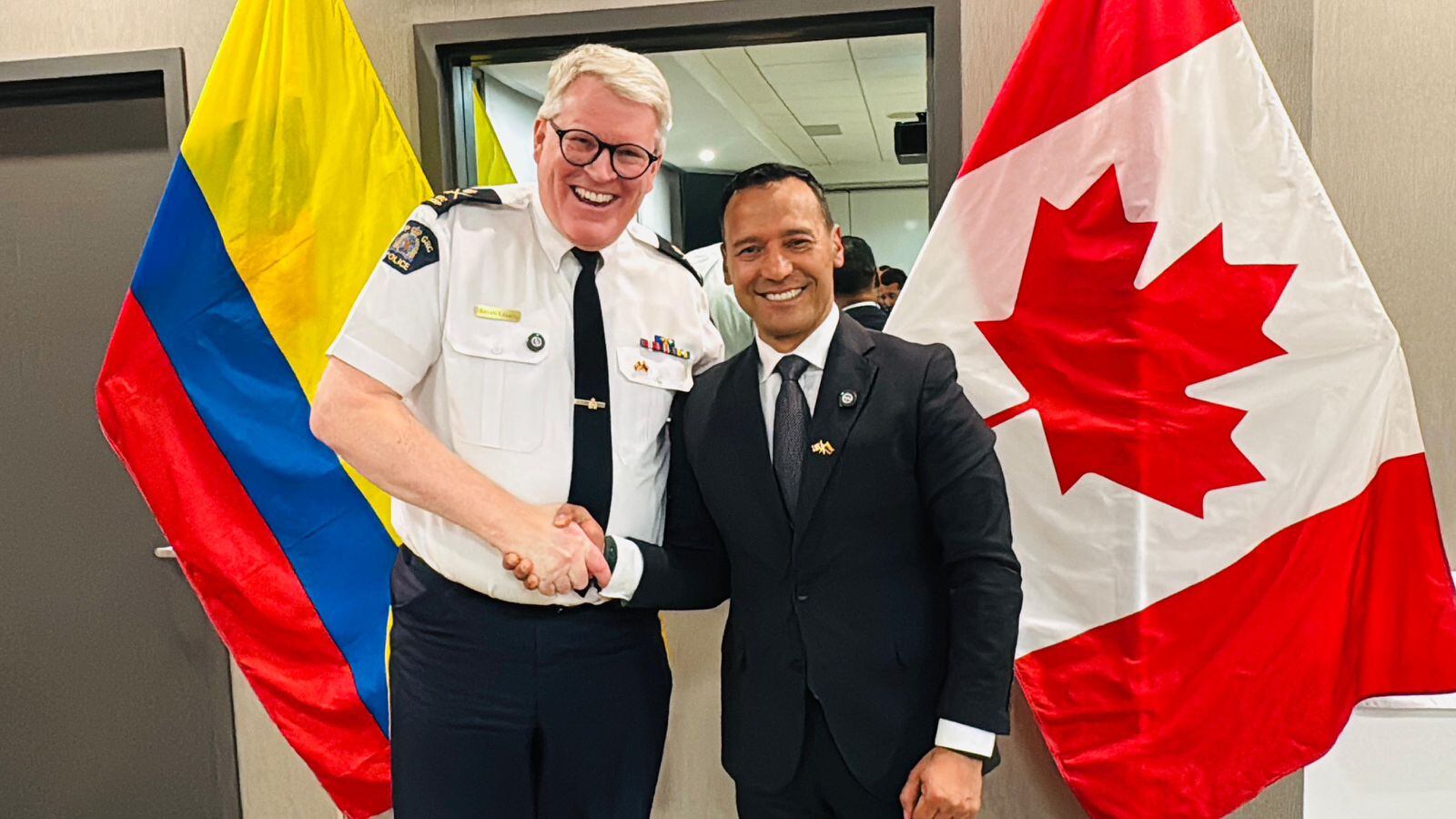 MinDefensa se reunió con el jefe de policía de Canadá. Foto: Suministrada.