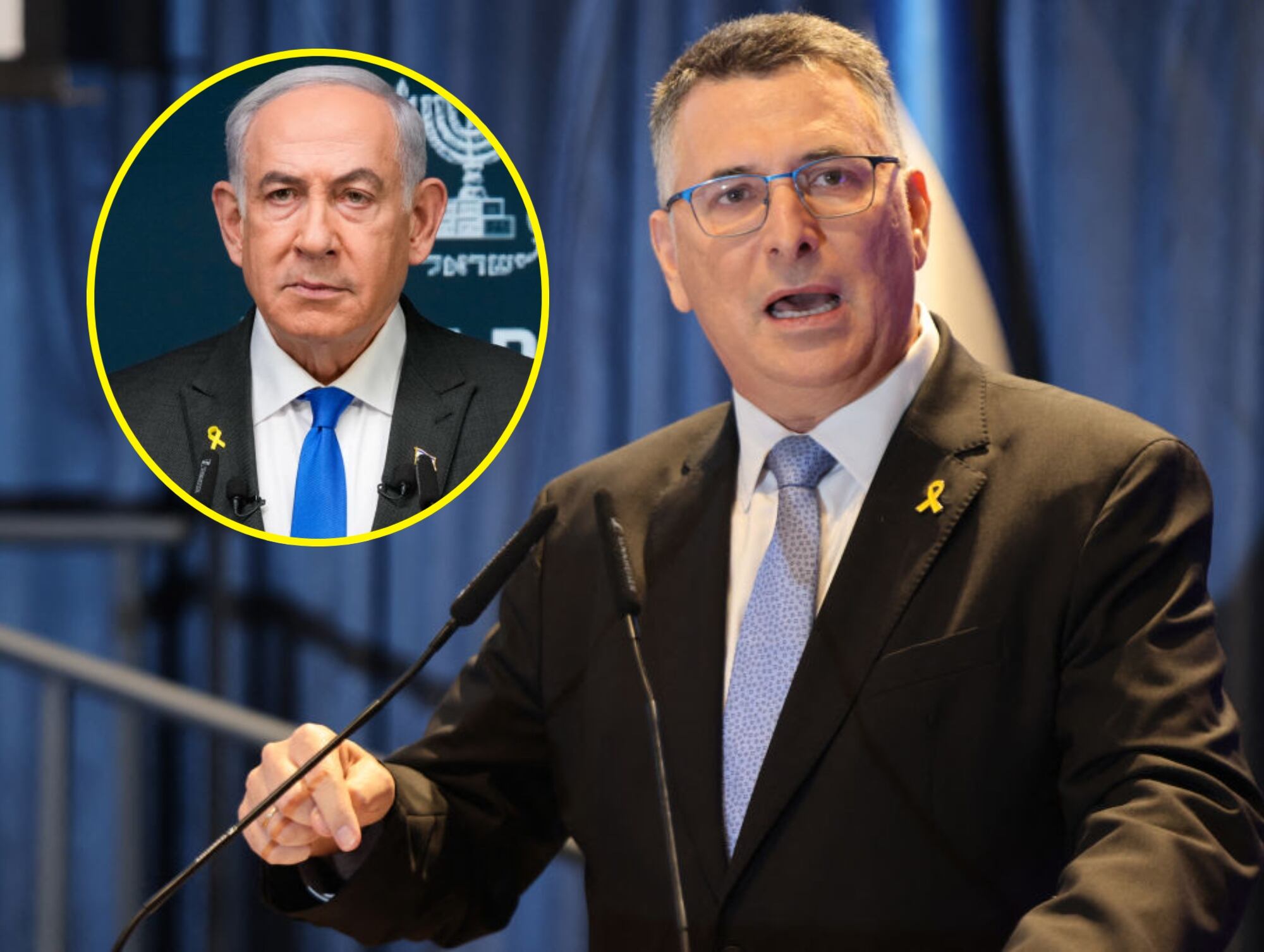 Gideon Saar. I Foto:  MENAHEM KAHANA/AFP via Getty Images. Benjamín Netanyahu. I Foto:  OHAD ZWIGENBERG/POOL/AFP via Getty Images.