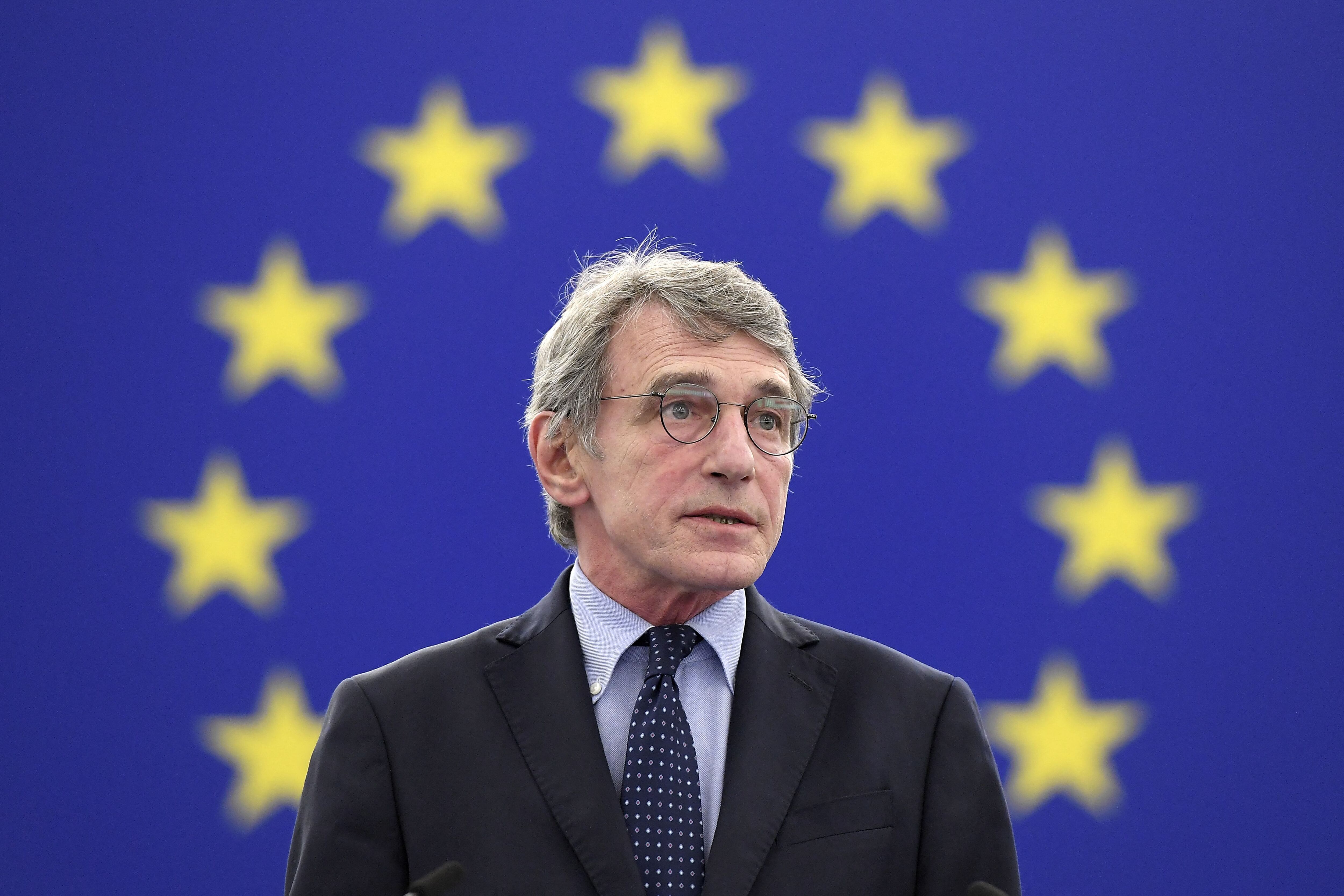European Parliament President David Sassoli speaks during the opening of the plenary session of the European Parliament in Strasbourg on June 7, 2021. (Photo by FREDERICK FLORIN / POOL / AFP) (Photo by FREDERICK FLORIN/POOL/AFP via Getty Images)