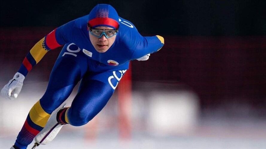 Diego Amaya, Selección Colombia patinaje sobre hielo. Foto: Twitter/ PatinHielo_Col