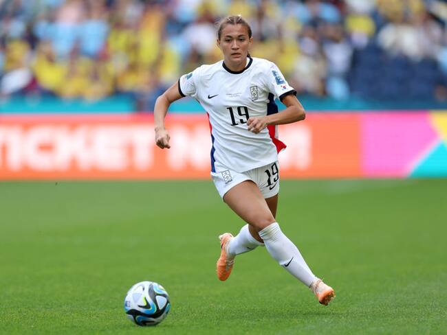 Casey Phair, jugadora de Corea del Sur en el partido ante Colombia por el Mundial femenino de Australia y Nueva Zelanda. 24 de julio 2023. Foto: Sajad Imanian/DeFodi Images via Getty Images.