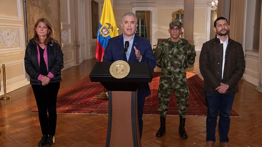 El presidente Iván Duque aseguró que, aunque se han presentado movilizaciones pacíficas, también se han registrado actos de vandalismo y terrorismo. Foto: Agencia EFE / PRESIDENCIA