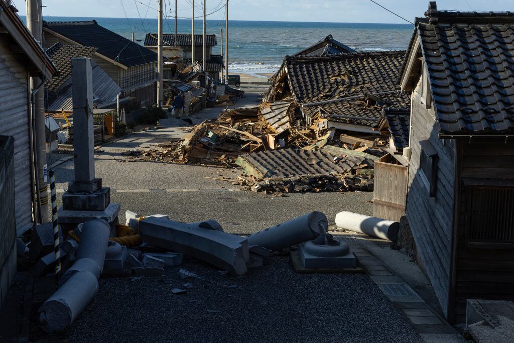 Ciudad de Wajima tras terremoto. (Photo by Buddhika Weerasinghe/Getty Images)