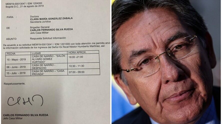Néstor Humberto Martínez ha estado tres veces en la Presidencia de la República después de su renuncia como fiscal General. Foto: W Radio y Colprensa