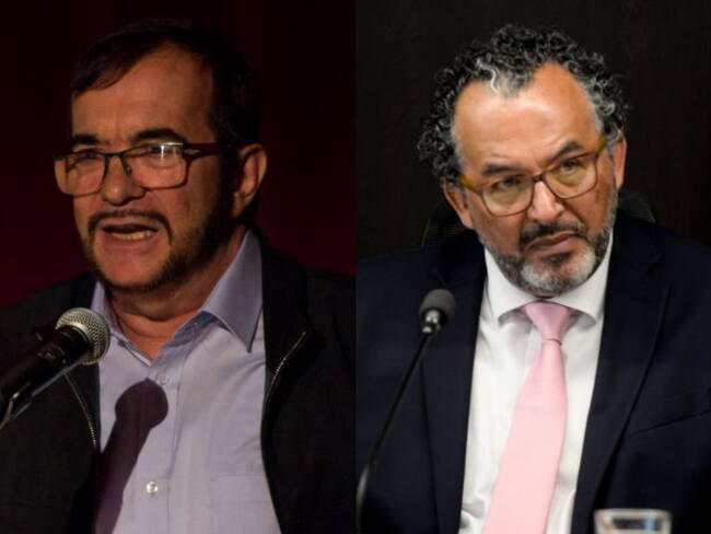 Rodrigo Londoño, exjefe de Farc y Roberto Vidal presidente de la JEP. Fotos: Getty Images.