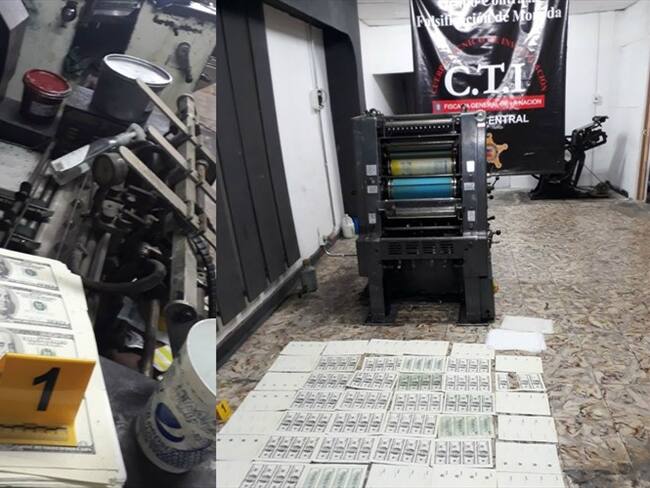 Las autoridades desmantelaron un taller clandestino de falsificación de dólares que operaba en el centro de Palmira. Foto: Fiscalía