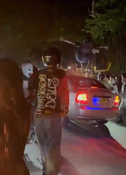 Rodada de Halloween en el Alto occidente de Caldas que terminó en desmanes. Foto suministrada