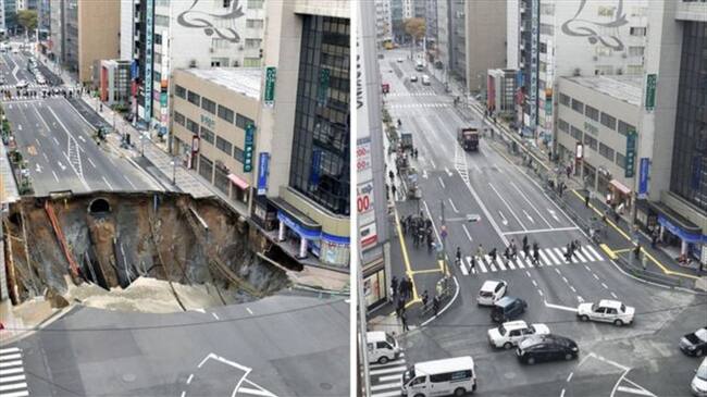 A las 5 de la mañana (hora local) de este martes, exactamente una semana después de que apareciera el socavón, la avenida fue reabierta antes de que comenzara el horario de mayor tráfico. Foto: Imagen tomada de BBC Mundo.