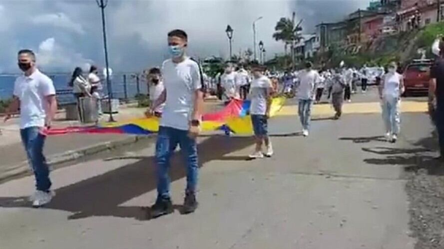 Marcha en Risaralda, Caldas por la liberación de 7 jóvenes. Foto: Cortesía.
