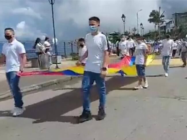 Marcha en Risaralda, Caldas por la liberación de 7 jóvenes. Foto: Cortesía.