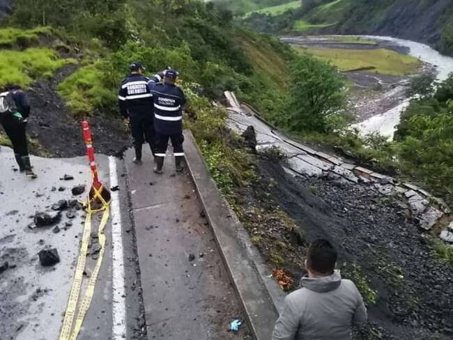 El objetivo del Invías, es realizar los trabajos necesarios para volver a ponerla en servicio de forma segura. Foto: Gestión del Riesgo Boyacá.