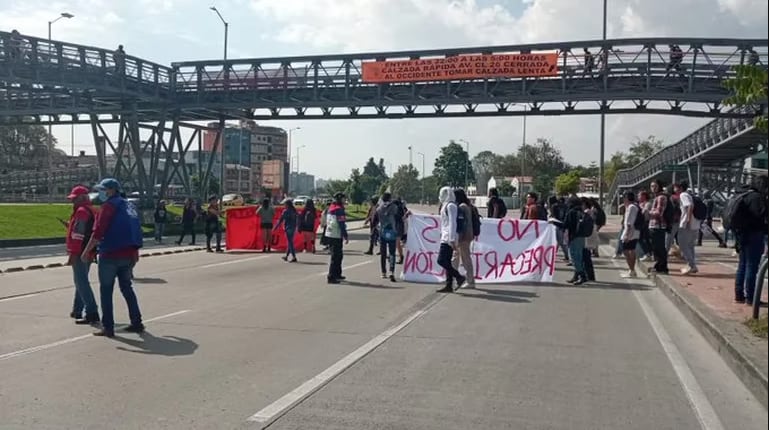 Protestas en Bogotá.  Foto: Secretaría de Movilidad de Bogotá.