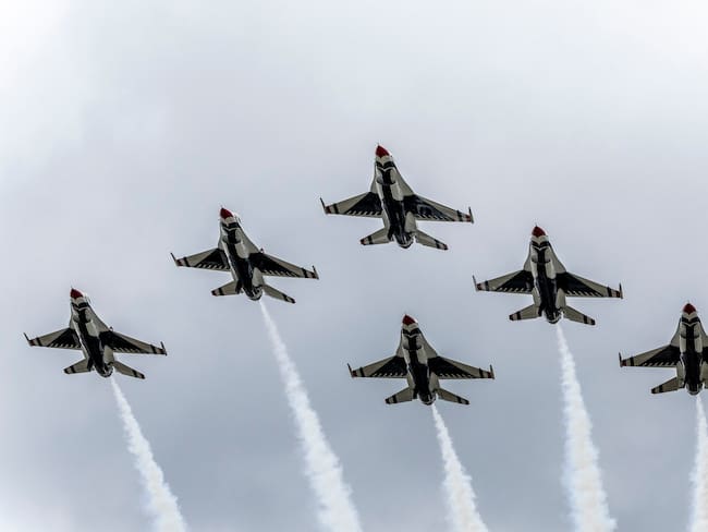 Aviones de guerra estadounidenses. Foto: Alejandra Villa Loarca/Newsday RM via Getty Images.