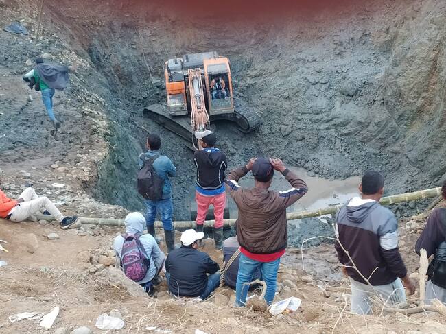 Labores para hallar cuerpos de mineros en Cauca. Foto: Suministrada