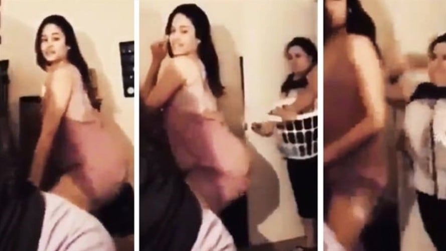 Un video donde se ve a dos jóvenes bailando de manera sexy se hizo viral por la particular reacción de una madre ante los actos de las adolescentes.. Foto: Captura de video