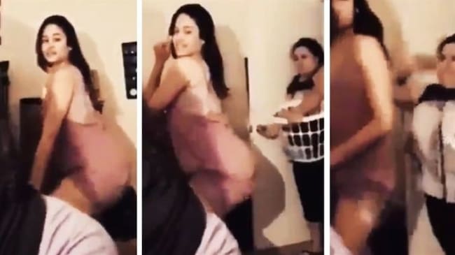 Un video donde se ve a dos jóvenes bailando de manera sexy se hizo viral por la particular reacción de una madre ante los actos de las adolescentes.. Foto: Captura de video