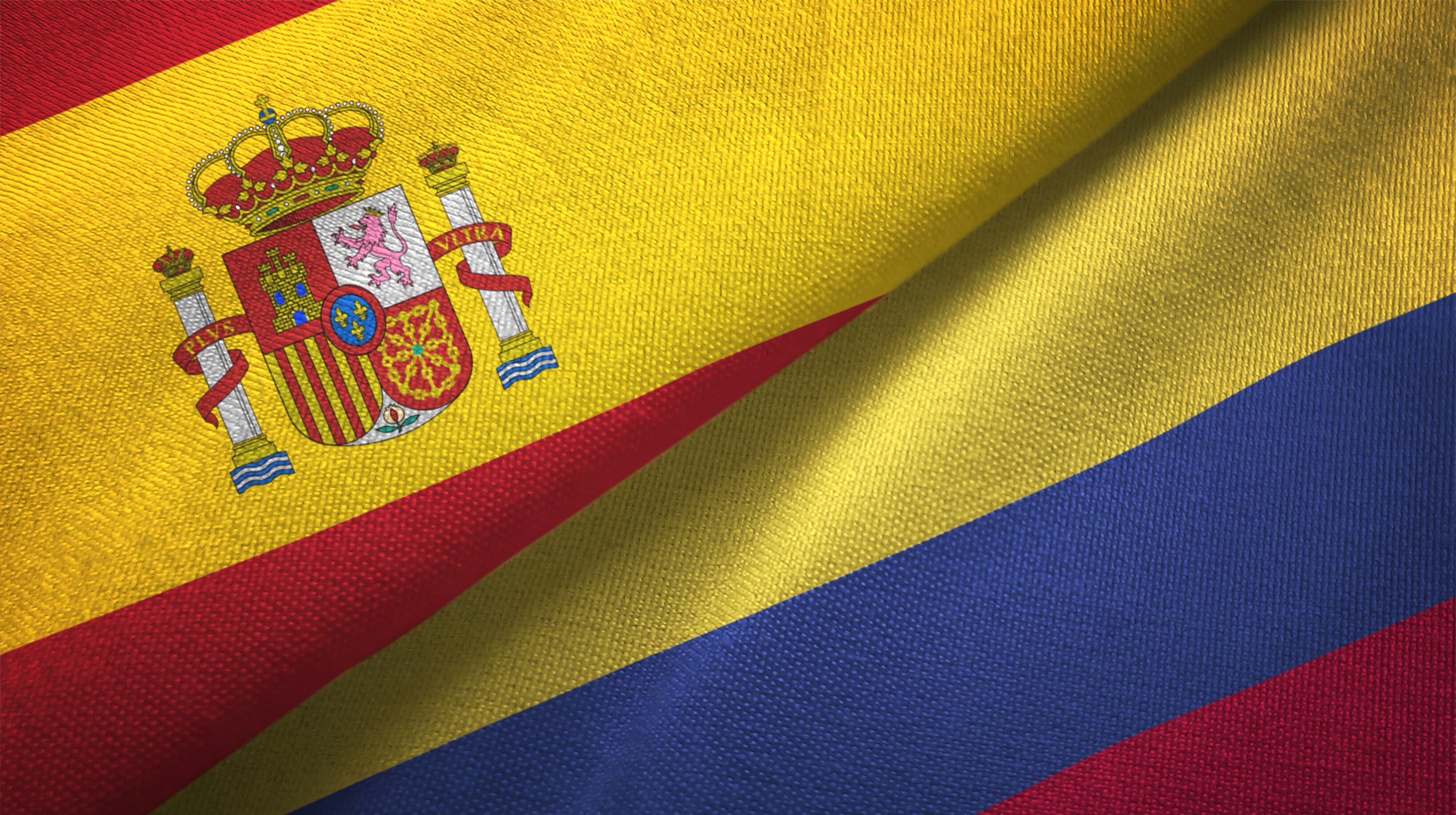 Banderas de España y Colombia. Foto: Getty Images