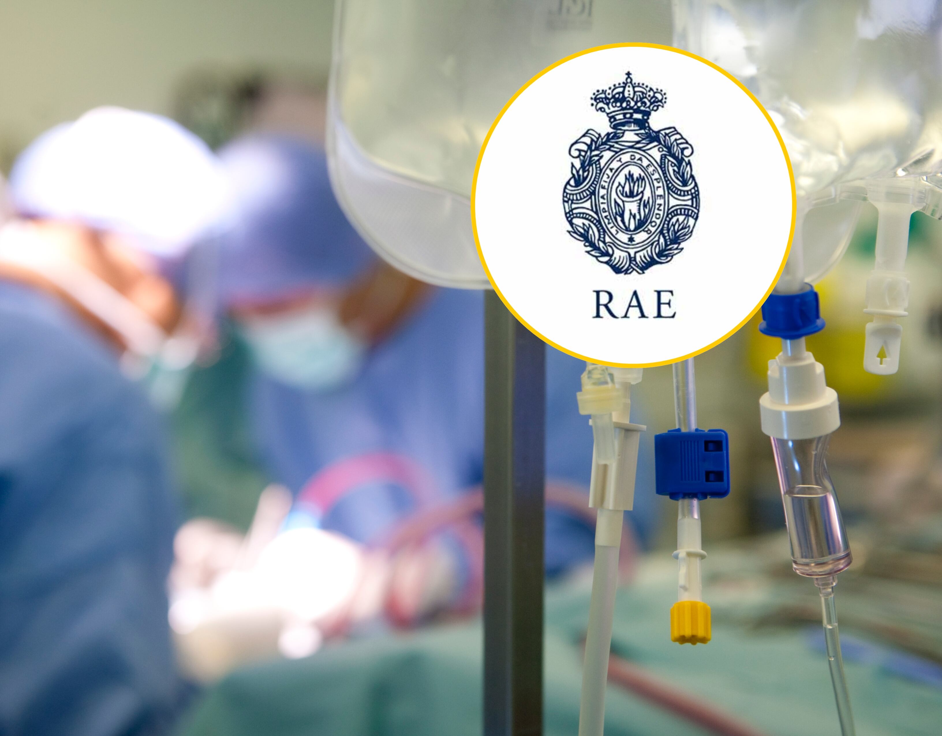 Referencia de traslado de órgano y logo RAE. Foto: Getty Images y página de la RAE.