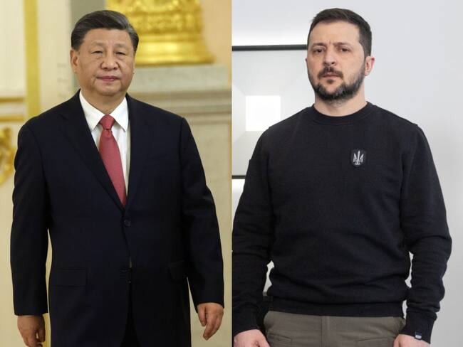Xi Jinping y Volodimir Zelenski, presidentes de China y Ucrania respectivamente. Fotos: Getty Images.