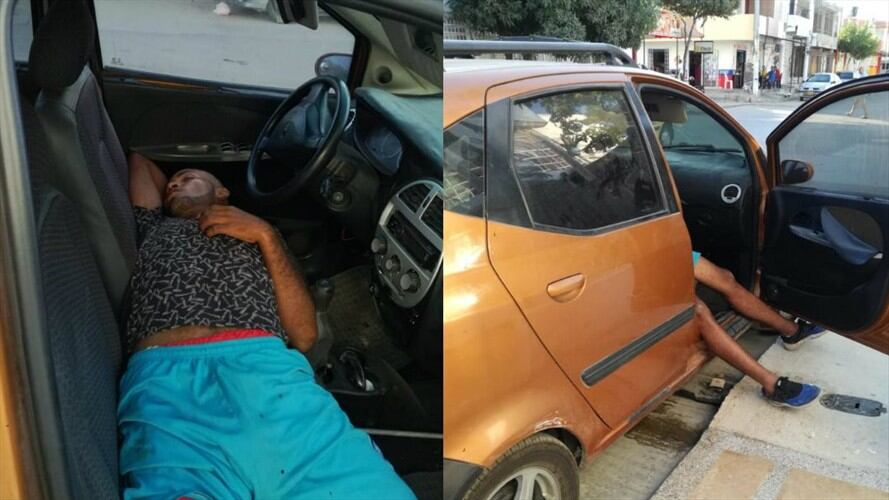 Un hombre que pretendía asaltar un vehículo se quedó dormido en medio de su fechoría. Foto: Ian Farouk Simmonds