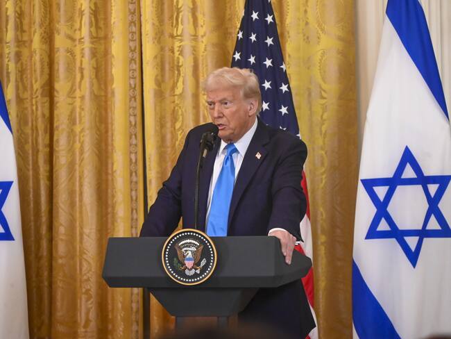 Presidente de Estados Unidos, Donald Trump en conferencia de prensa. FOTO: Kyle Mazza/Anadolu via Getty Images