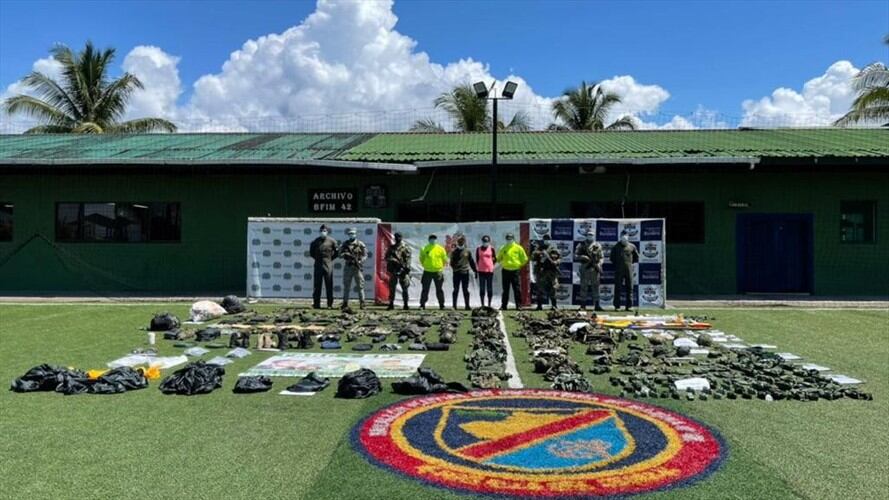 En las operaciones, fue incautado abundante material de guerra e intendencia . Foto: Fuerza Aérea Colombiana