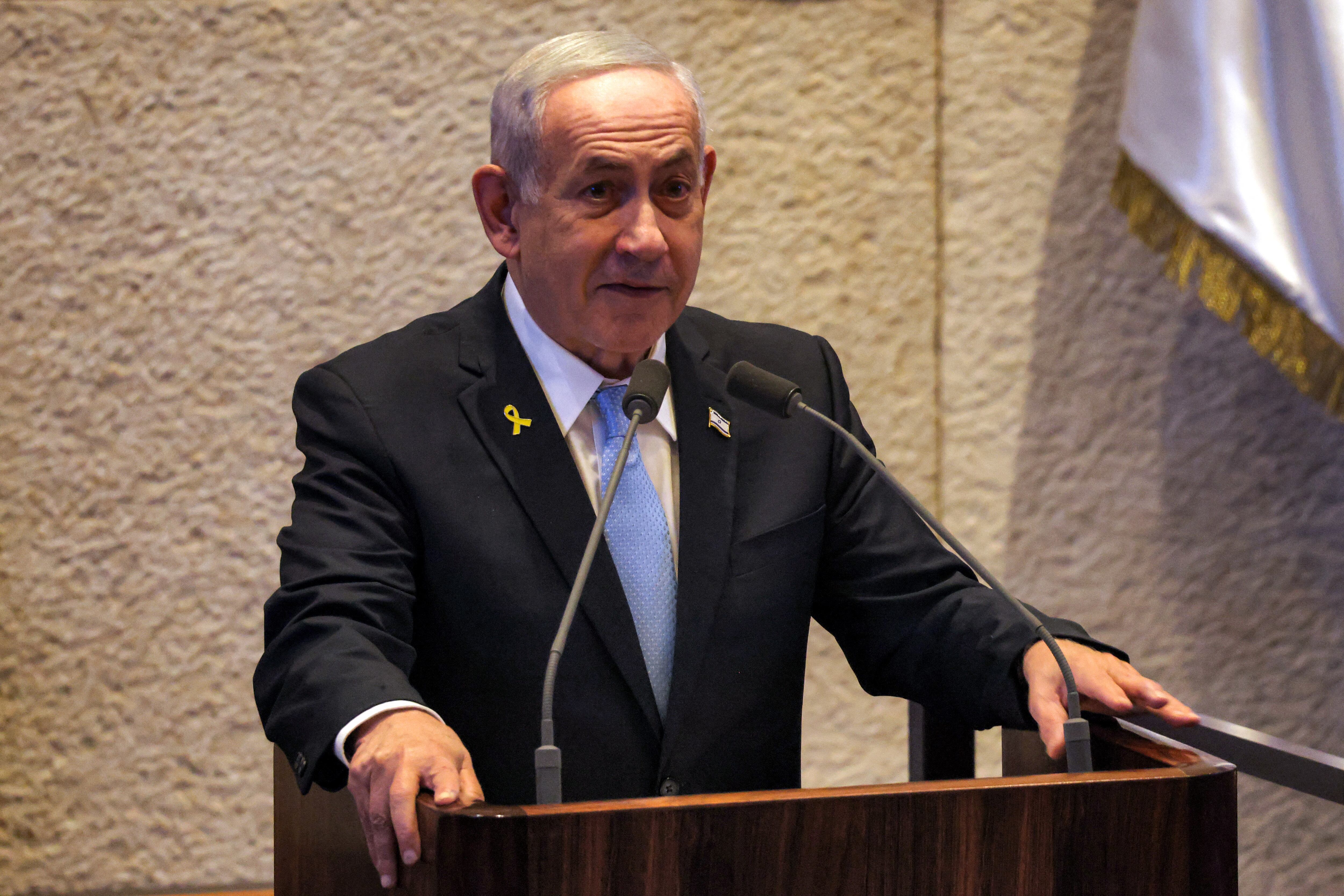 El primer ministro de Israel, Benjamin Netanyahu. (Photo by Menahem KAHANA / AFP) (Photo by MENAHEM KAHANA/AFP via Getty Images)          