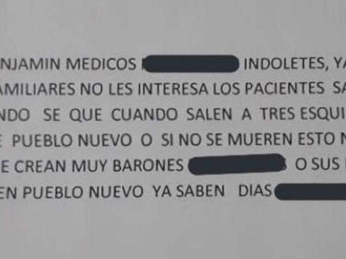 Amenazan de muerte a médicos de un hospital del Magdalena