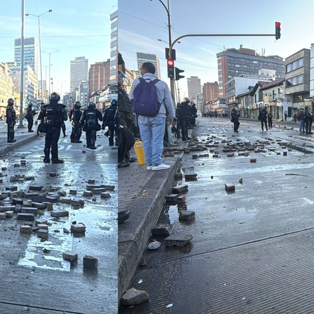 Se presentaron disturbios en el centro de Bogotá debido a protestas de comunidades indígenas
