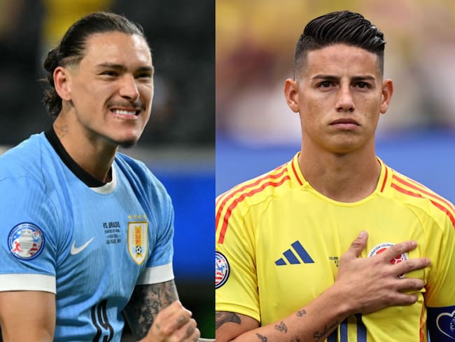 Darwin Núñez y James Rodríguez. Foto: (Photo by FREDERIC J. BROWN/AFP via Getty Images) / (Photo by Omar Vega/Getty Images)