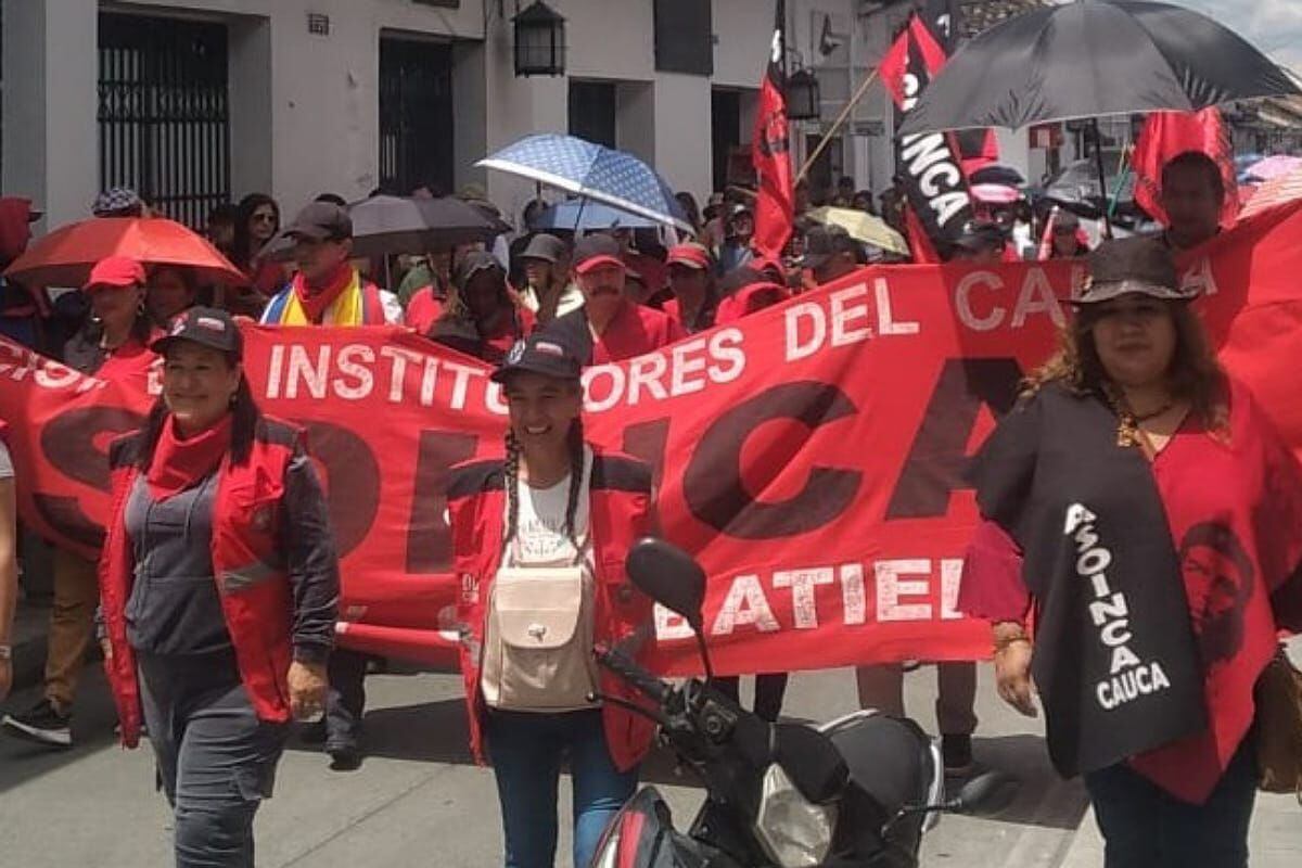 Los profesores continúan con la protesta en Bogotá y Popayán. Crédito: Asoinca.